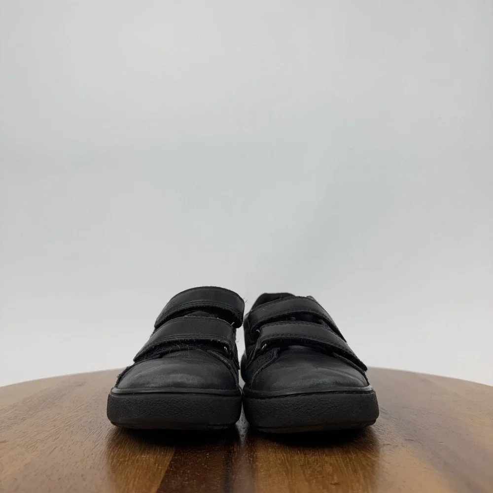 Big Kids Geox Theleven Black Leather Comfort‎ Casual Low Sneakers Size 1 Y GUC